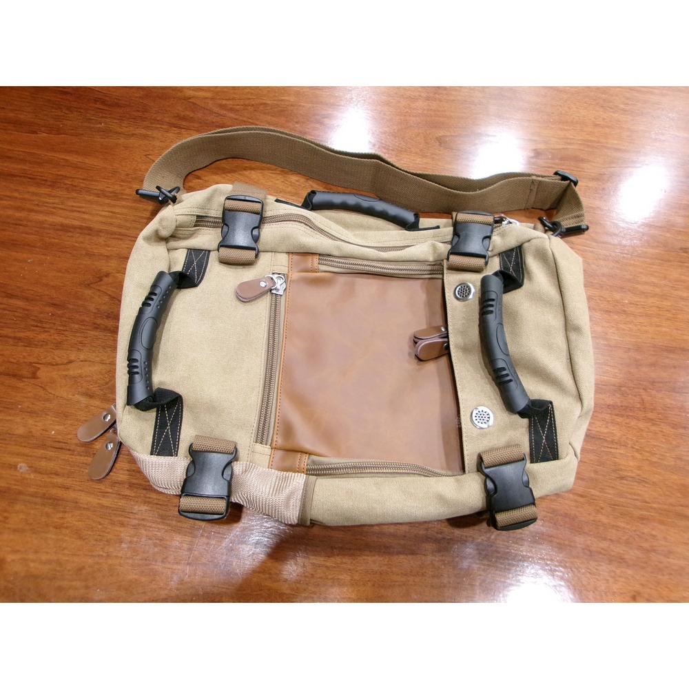 Kaka Convertible‎ Laptop Backpack Messenger Bag Khaki Canvas Tactical Travel Bag